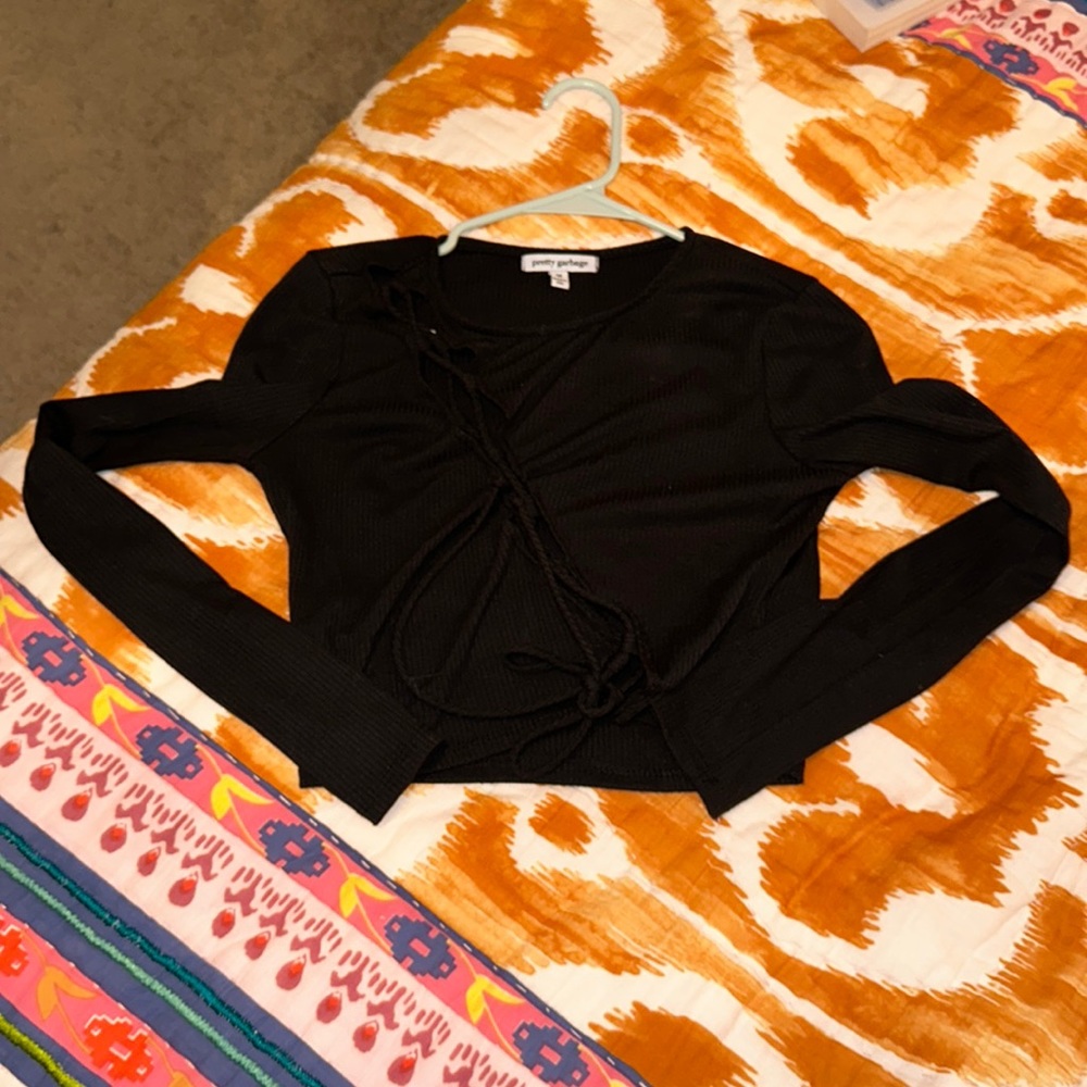 Black Crop Top with slit in front